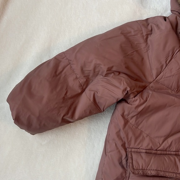 Zara girls dusty rose winter coat w faux fur hood - Picture 5 of 8
